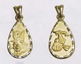 Guardian Angel and Baby 10KT Gold Baptism Medal, 12 x 8 mm, with 14KT Gold Chain, in Deluxe Gift Box