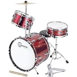Red Drum Set Complete Junior Kid's Children's Size with Cymbal Stool Sticks - Everything You Need to Start Playing