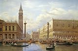 View Of The Piazzetta With The Doges Pal by Salomon Corrodi. Art Print Poster 30 inches width by 22.5 inches height. Highest Quality Art Poster Print