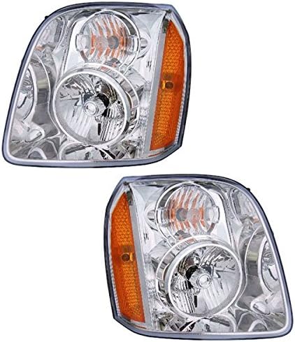 2007-2012 GMC Yukon &amp; XL 1500 2500 (SLE SLT) &amp; Hybrid Sports Utility 4-Door (excluding Denali Models) Headlight Headlamp Composite Halogen Front Head Light Lamp Set Pair Left Driver And Right Passenger Side (2007 07 2008 08 2009 09 2010 10 2011 11 2012 12)