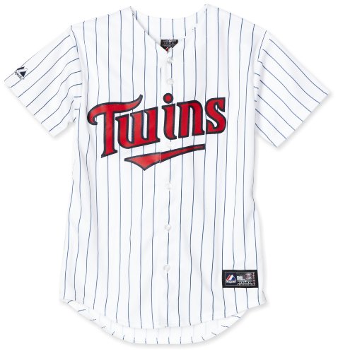 MLB Youth Minnesota Twins White/Navy Home Short Sleeve 6 Button Synthetic Replica Baseball Jersey Spring 2011