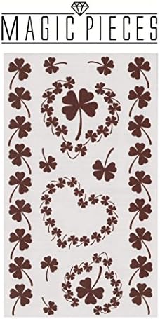 MP Temporary Tattoo Fake Tattoo Non-toxic Tattoo Sticker with Brown Four Leaves Clover Heart Pattern Size 3.9"X6.6" DPT 0616