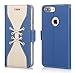 iPhone 8 Plus Case,iPhone 7 Plus Case,WWW [Lace Series] RFID-Resisting PU Leather Wallet Case Flip Phone Case Cover with Card Slots for iPhone 7 Plus/8 plus Navy Blue