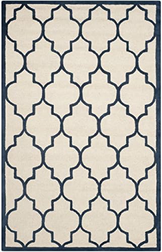 Safavieh Cambridge Collection CAM134Z Handmade Ivory and Navy Wool Area Rug, 9 feet by 12 feet (9' x 12')