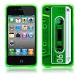 Gr�n Retro Kassette Tape Design TPU Flex Gel H�lle Schutzh�lle Tasche Case f�r Apple iPhone 4 / 4G