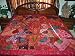 Pink Heavy Beaded Zardozi Embroidered Beads Sari Tapestry Bedspread Coverlet Throw Wall Hanging 80x80