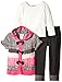 Little Lass Girls' 3 Piece Sweater Set Hooded Cable Knit