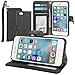 Evecase iPhone 6S Case, Leather Wallet Folio Case with Credit Card ID Slots, Currency Pocket, Hand Strap and Stand for Apple iPhone 6S / 6 4.7”- Black