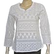 Womens Fashion Cotton Long Sleeve Top Blouse Chikan Embroidery Size S (ctop386)