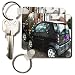 A Very Smart Car in Llanagollen, Wales Cut in Three Parts and Stylized - Set Of 6 Key Chains