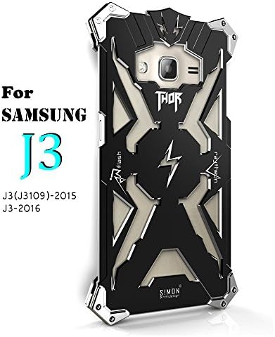 Black Cool Thor Series Iron Body All Metal Aluminum Hard Rugged Case Armor Bumper Shell Cover for Samsung Galaxy J3 J3109 J3(2016)