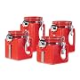 Oggi EZ Grip Handle 4-Piece Ceramic Airtight Canister Set, Red