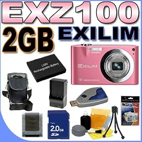 Casio Exilim EX-Z100 10.1MP 4x Optical Zoom (Pink) Digital Camera (EXZ100PK) PLUS 2GB SD... by Casio