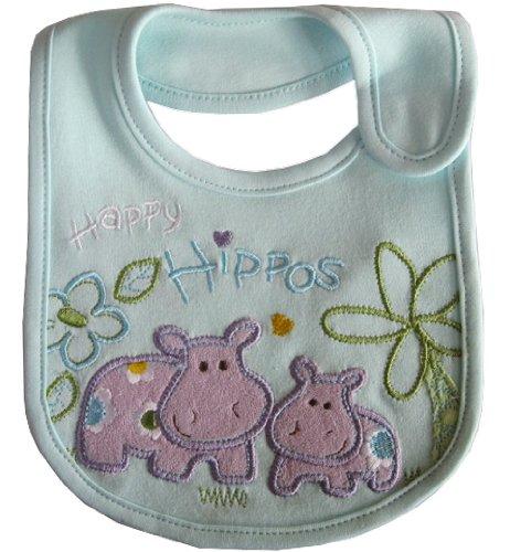 ベビー スタイ★よだれかけ★ビブ♪  Happy Hippos  ♪無料ラッピング包装でお出産祝いにも☆