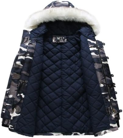 Zicac Men's Luxury Faux Fur Long Winter Trench Coat Hooded Parka Camouflage (XXL:US8)