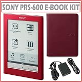 Sony PRS-600 Electronic Book Reader in Red With Premium Leather Cover and AC Charger Adapter