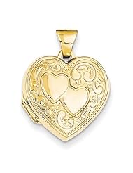 14K Gold Heart Locket with Two Hearts