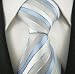 Sky Grey Blue & White Stripe 100% Silk Woven NeckTie