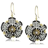 Miguel Ases Swarovski and Jet Beaded Flower Earring