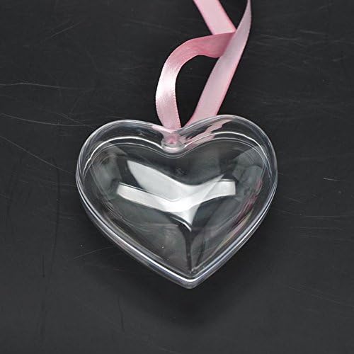 Clear Plastic Acrylic Fillable Heart-Shaped Ball Ornament - Pkg of 5