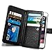 For iPhone 6 Case, Roybens 9 Card slot PU Leather Wallet Case 2 in 1 Magnetic Detachable back cover Flip case with strap For Apple iPhone 6 (4.7) Black