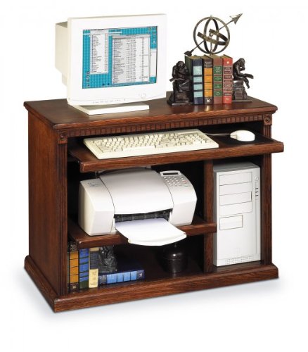 Kathy Ireland Home by Martin Furniture Huntington Oxford Wood Computer Cart in Distressed Burnish