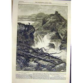 1858 Mountain Torrent Morning Creswick Old Print
