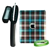 Apple iPad BLACK Snug Fit Canteen Style Hard Cube Case with Tilt Stand for Apple Ipad Tablet ( 3G , wifi , WiFi + 3G, MB292LL/A Tablet ) + Stylishly Designed Blue Plaid iPad Hard Snap On Case + VG Live * Laugh * Love Silicone Wrist band!!!