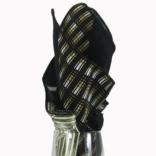 Mens - Black | Gold | Sage | White Silk Pocket Square