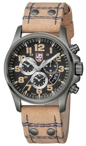 Luminox Atacama Chrono Alarm  Watch - Black Dial, Tan Leather Strap 1845