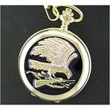 New ELEGANT Mens Eagle Steel Dress Pocket Watch Gold by Denacci