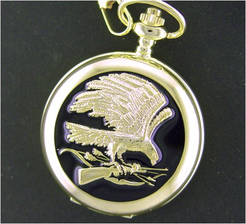 New ELEGANT Mens Eagle Steel Dress Pocket Watch Gold