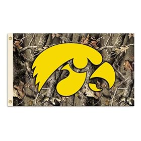 NCAA Iowa Hawkeyes 3-by-5 Foot Flag with Grommets - Realtree Camo Background