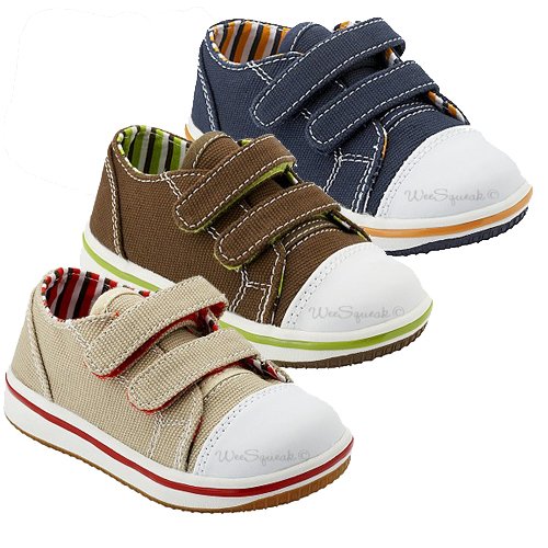 Wee Squeak Brown Beige Navy Velcro Tennis Shoes Baby Toddler Boys 3-12 onSale