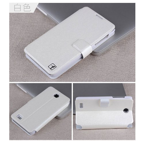 Lenovo A850 Silk Flip Leather Case for Lenovo A850 Wallet Pouch Skin Cover Phone Shell (White)