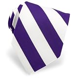 Purple and White Stripe Extra Long Tie by Elite - Purple Silk