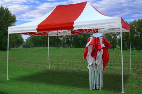 10x15 Pop up 4 Wall Canopy Party Tent Gazebo Set Ez Red/white