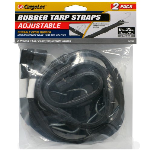 CargoLoc 32562 Rubber Adjustable Tarp Straps with Steel Hooks, 31-Inch, 2-Piece