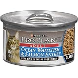 Pro Plan Canned Cat Food, Adult Classic Ocean Whitefish and Salmon Entrée (Pack of 24 3...