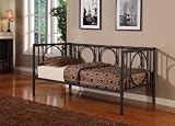Texture Black Metal Twin Size Day Bed (Daybed) Frame With Rails