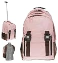 Trolley ELEPHANT HEART FLOWER Schultrolley Rucksacktrolley Schulrucksack /// Pink Braun