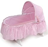  : Pink Gingham Doll Cradle with Hood