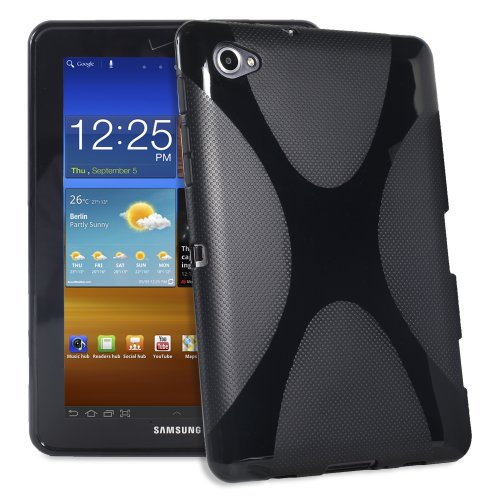 Fosmon X-Shape Flexible TPU Gel Case for Samsung Galaxy Tab 7.7 (P6800) - Black