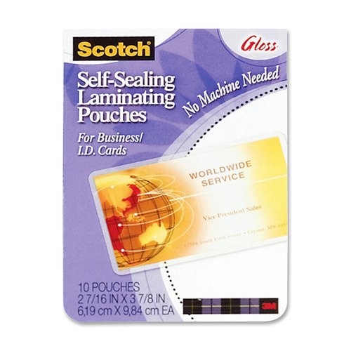 3M Scotch Self-sealing Laminating Business Card Pouches - Clear - MMMLS851G