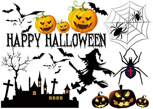 Artscharm Home Decorative Mural Vinyl Wall Sticker Festical Pumpkin Happy Halloween Witches On Brooms Kids Nursery Wall Art Decal Removal Wallpaper