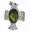 BLING AND SPARKLE! Beautiful Austrian Crystal & Green Acrylic Parrot Fashion Ring - Free Size