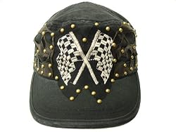 Doctrine Apparel Need for Speed Cap Leather Skulls Embroidered Racing Flags