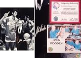 John Wooden Signed UCLA B&W 16x20 Photo w/Jabbar - UCLA Bruins NCAA College Athletics
