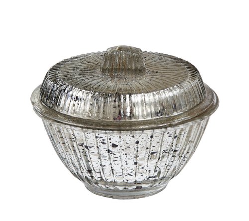Antique Style Mercury Glass Bowl with Lid Home Decor