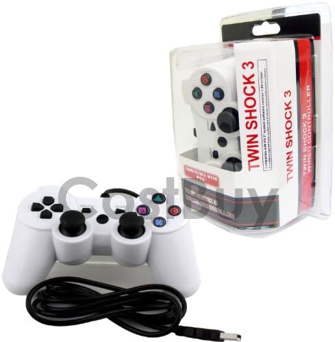 CostBuy PS3 WIRED CONTROLLER FOR SONY PLAYSTATION 3 / PC CONTROLLER WHITE GAME PAD